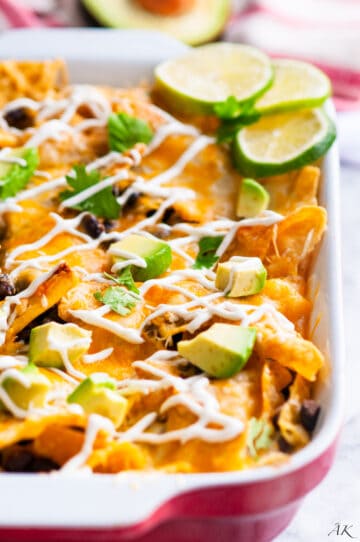 Vegetarian Black Bean Chilaquiles Casserole - Aberdeen's Kitchen