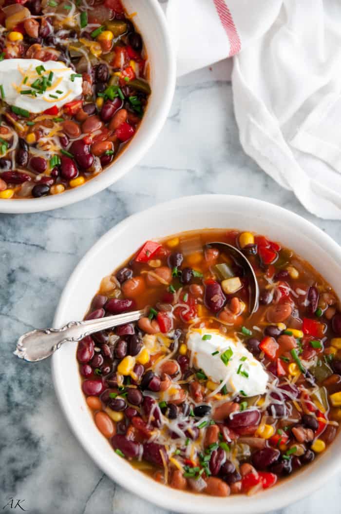 Slow Cooker Three Bean Chili (Video) - Aberdeen's Kitchen