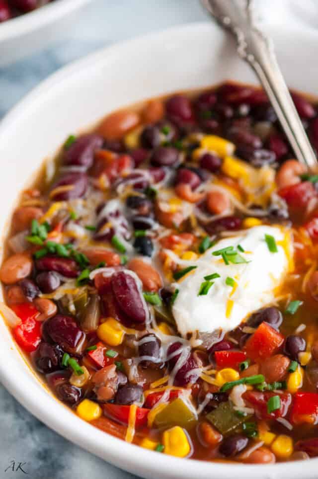 Slow Cooker Three Bean Chili (Video) - Aberdeen's Kitchen