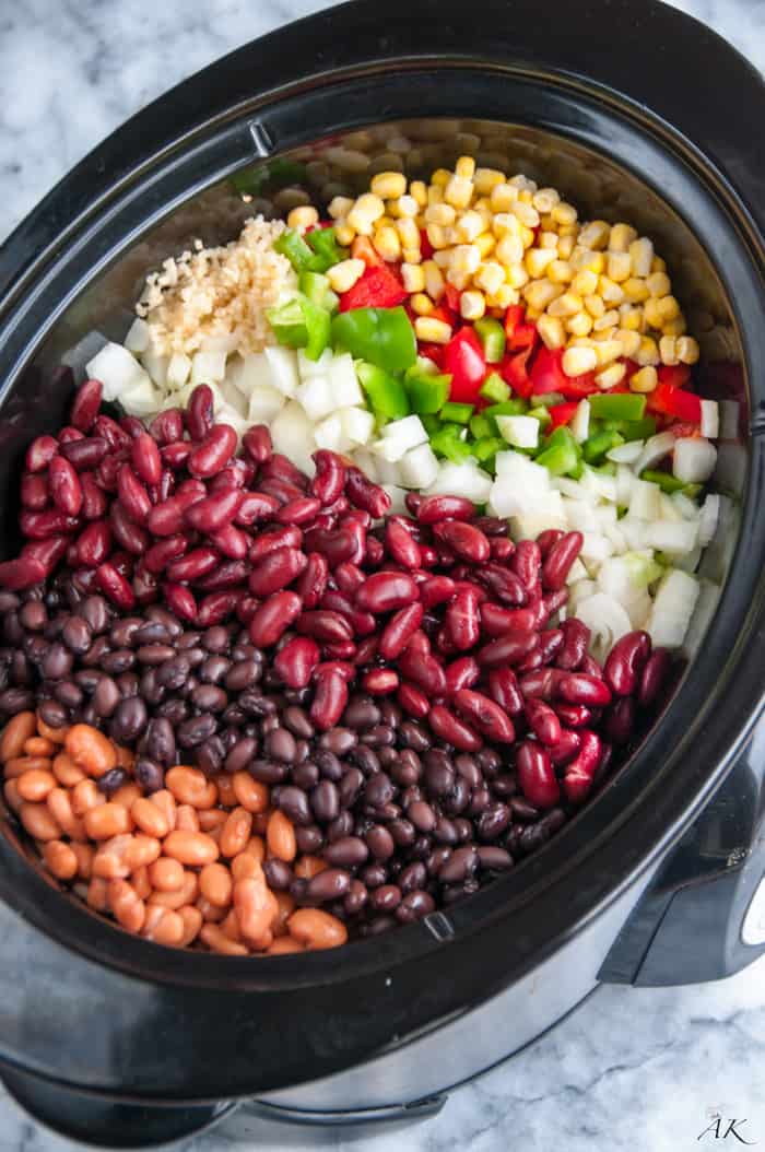 Slow Cooker Three Bean Chili (Video) - Aberdeen's Kitchen