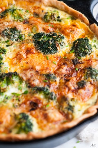 Cheesy Broccoli Green Onion Quiche - Aberdeen's Kitchen