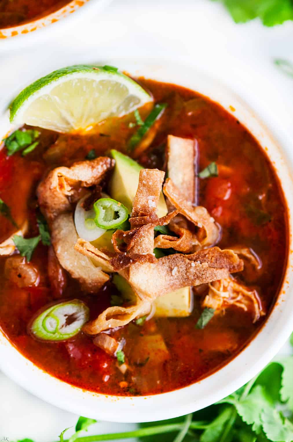 Chicken Tortilla Soup with Homemade Tortilla Strips - Aberdeen's Kitchen