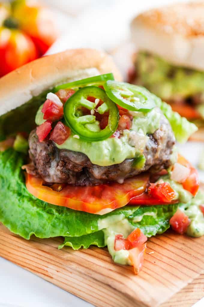 Jalapeño Pepper Jack Burgers with Garlic Avocado Aioli - Aberdeen's Kitchen