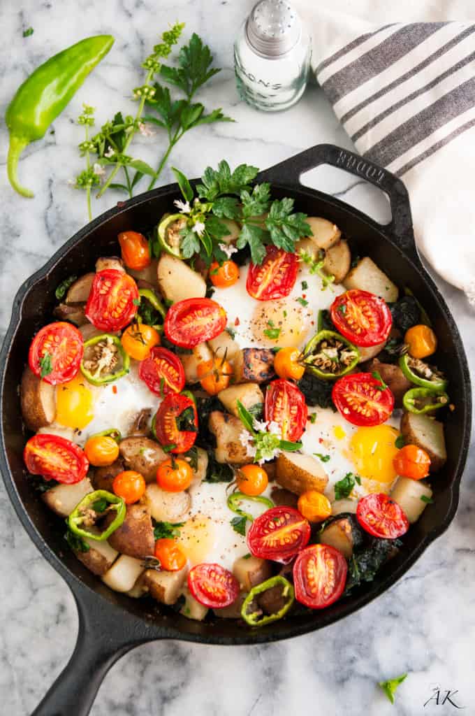 Garden Vegetable Breakfast Skillet With Bacon – Can't Stay Out of