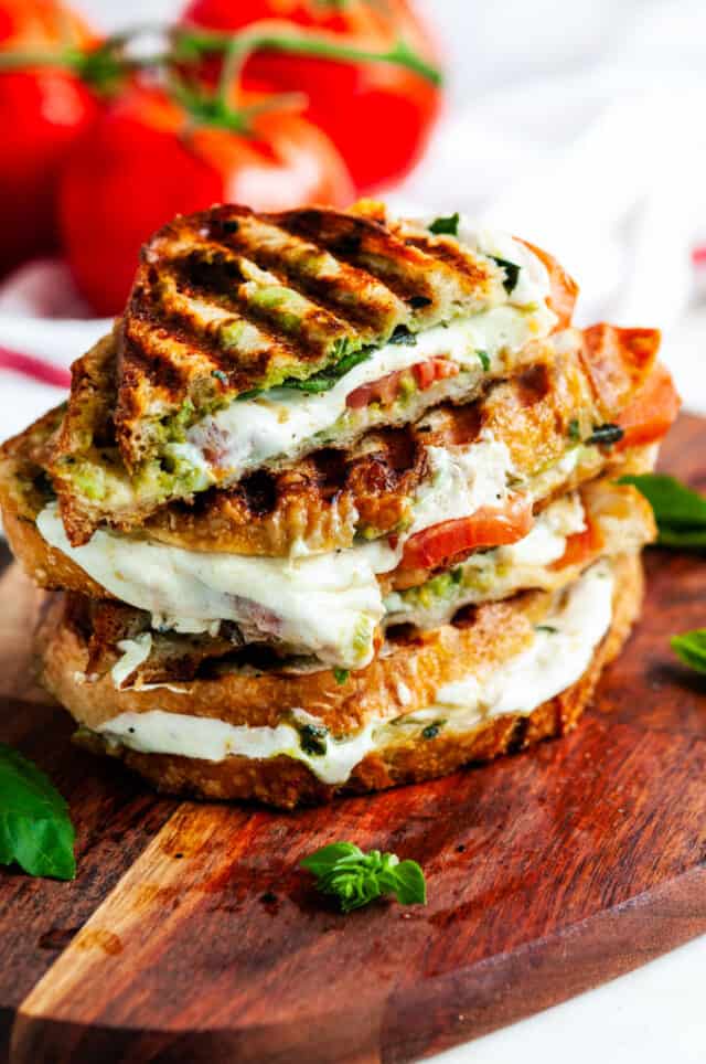 Caprese Panini with Avocado Basil Pesto - Aberdeen's Kitchen