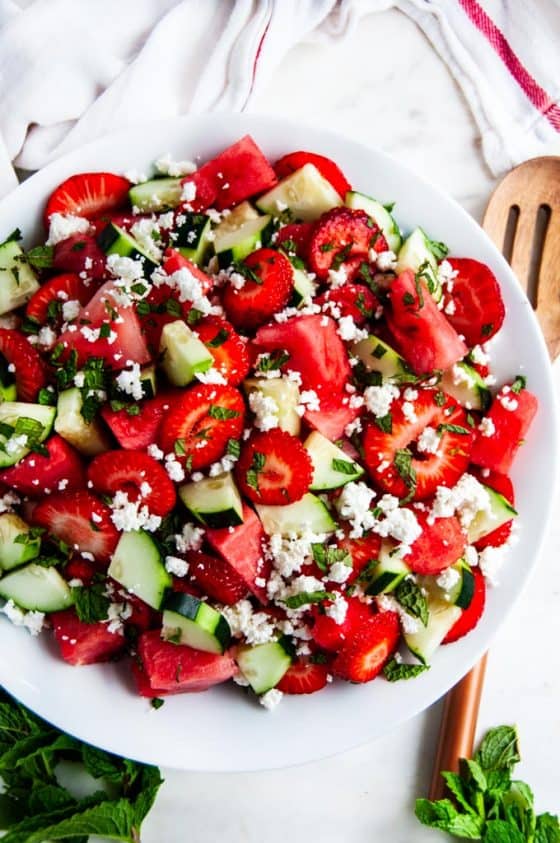 Watermelon Strawberry Cucumber Salad - Aberdeen's Kitchen