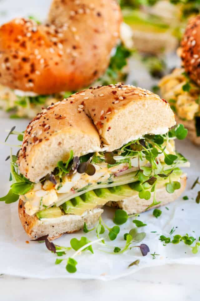 Avocado Egg Salad Bagel Sandwich - Aberdeen's Kitchen