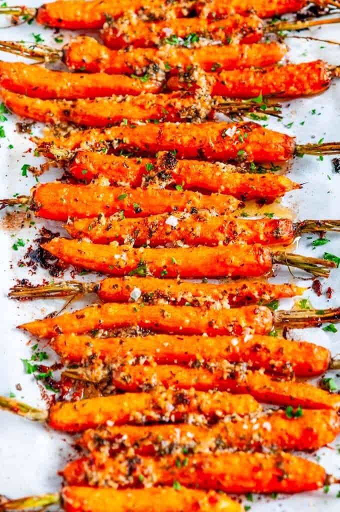 Garlic Parmesan Roasted Carrots - Aberdeen's Kitchen