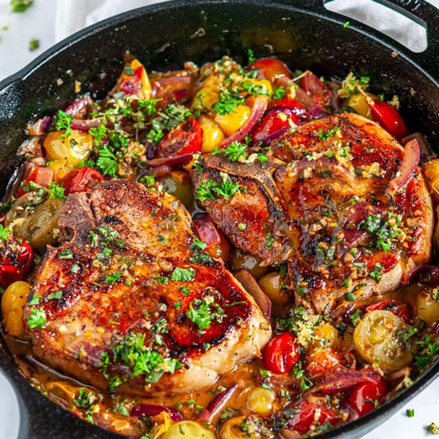 Skillet Balsamic Pork Chops with Tomatoes and Gremolata - Aberdeen's ...