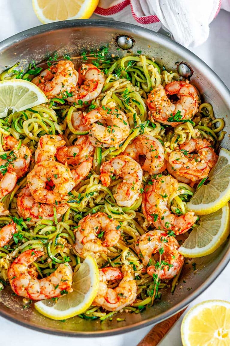 Skillet Shrimp Zucchini Noodles - Aberdeen's Kitchen