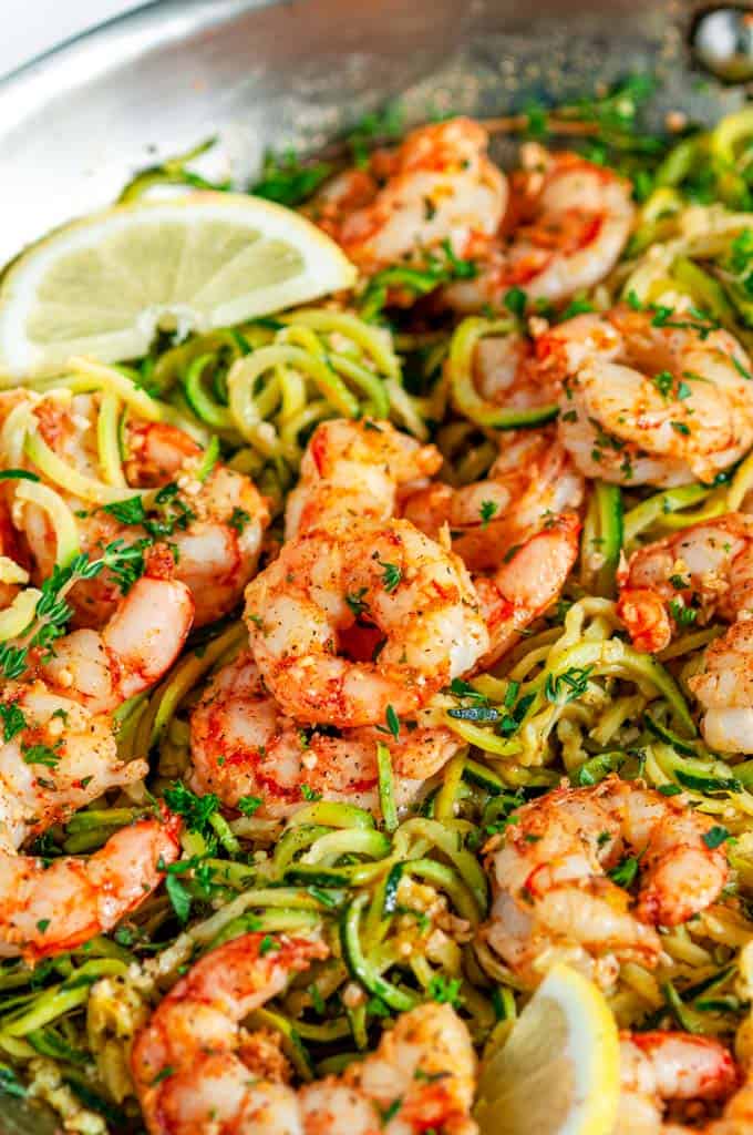 Skillet Shrimp Zucchini Noodles - Aberdeen's Kitchen