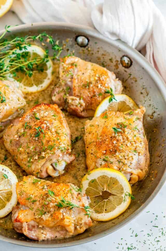 Skillet Lemon Dill Chicken Thighs - Aberdeen's Kitchen