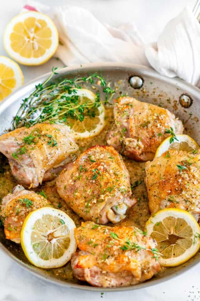 Skillet Lemon Dill Chicken Thighs - Aberdeen's Kitchen