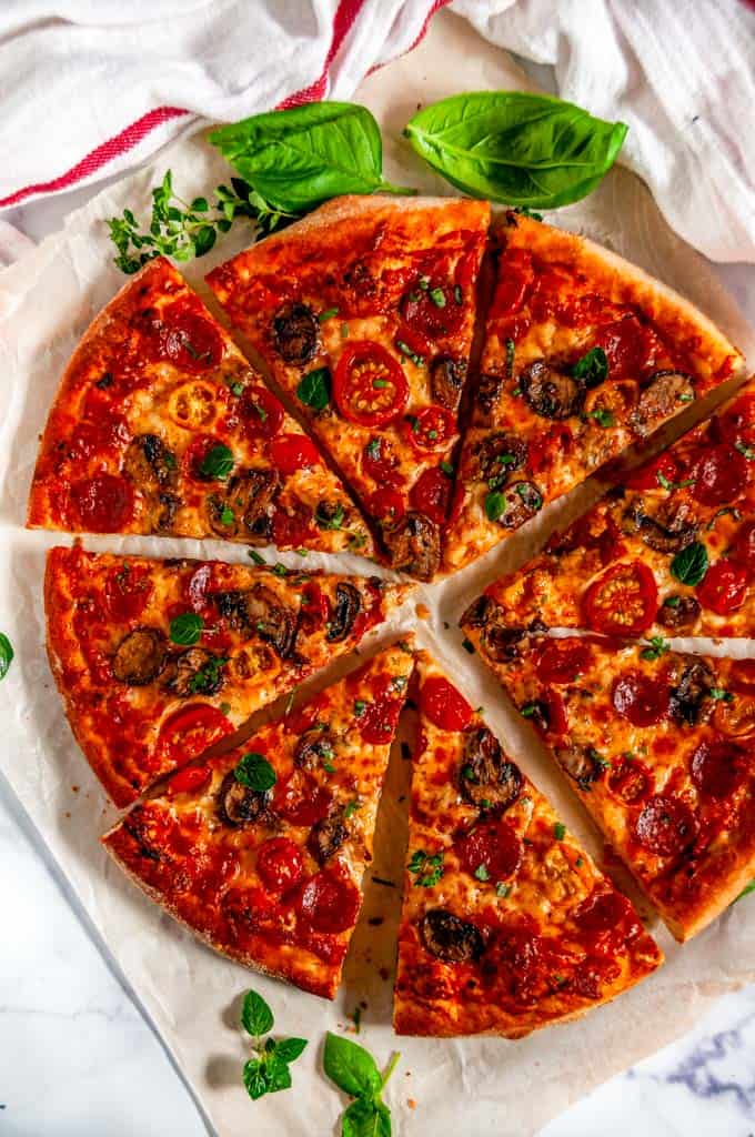 Cheesy Pepperoni Mushroom Pizza - Aberdeen's Kitchen