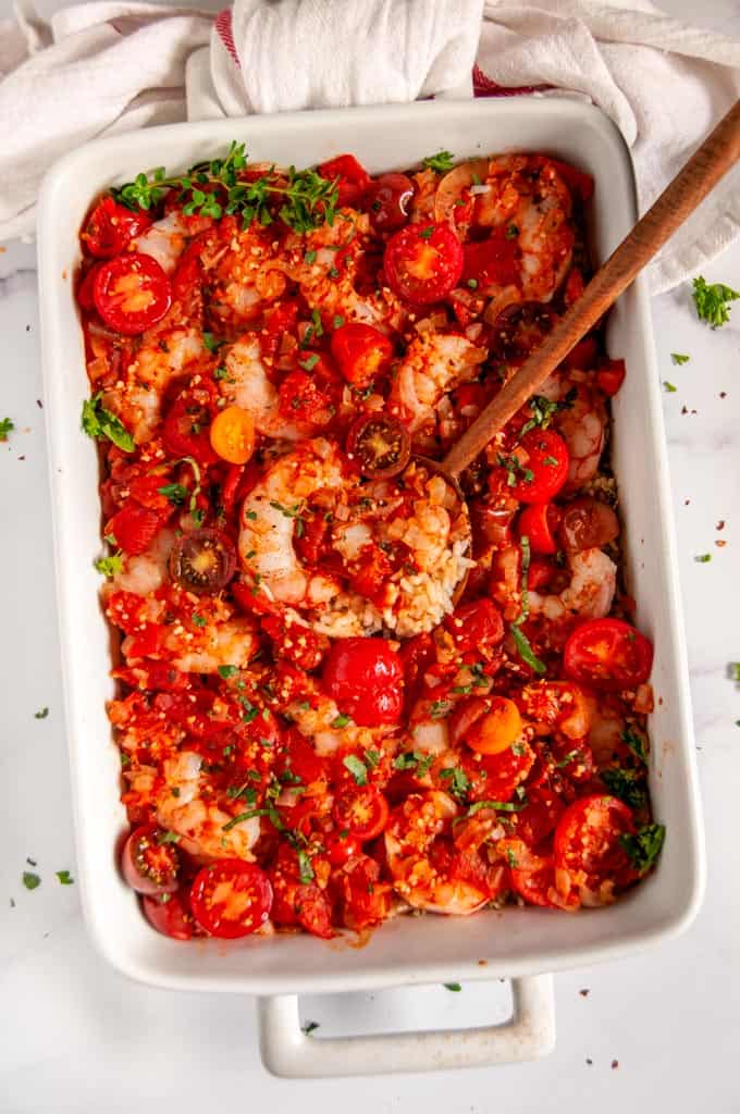 Healthy Italian Shrimp and Rice Casserole-1 - Aberdeen's Kitchen