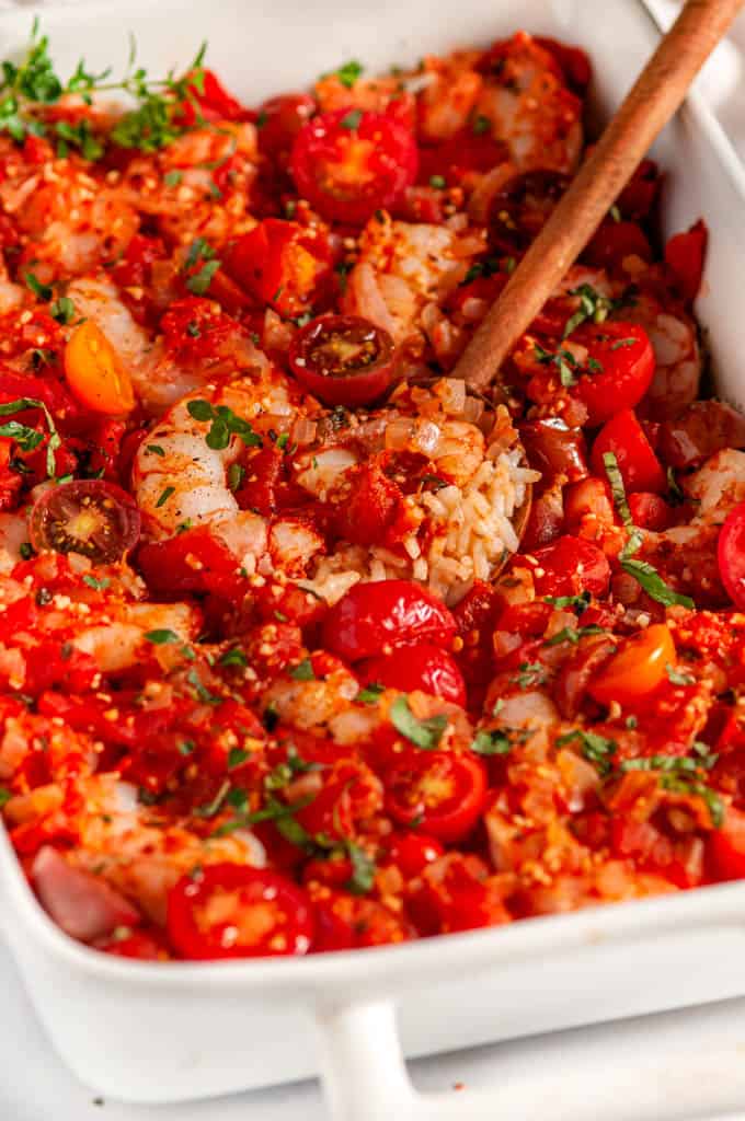 Healthy Italian Shrimp and Rice Casserole - Aberdeen's Kitchen