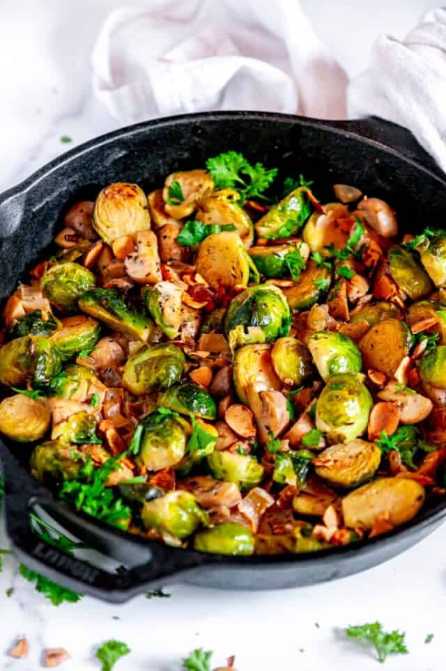 Creamy Skillet Brussels Sprouts and Mushrooms - Aberdeen's Kitchen