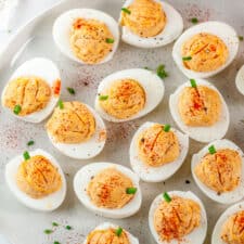 Thanksgiving Pumpkin Deviled Eggs - Aberdeen's Kitchen