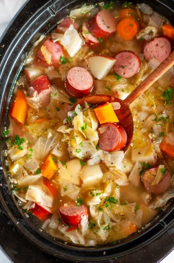 Slow Cooker Kielbasa Cabbage Stew - Aberdeen's Kitchen