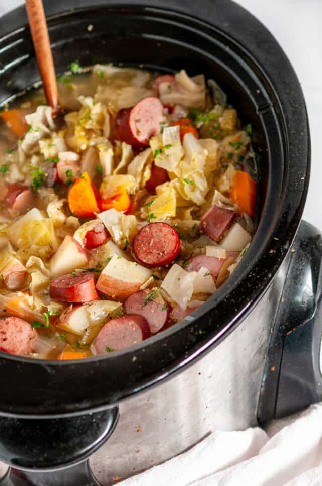 Slow Cooker Kielbasa Cabbage Stew - Aberdeen's Kitchen