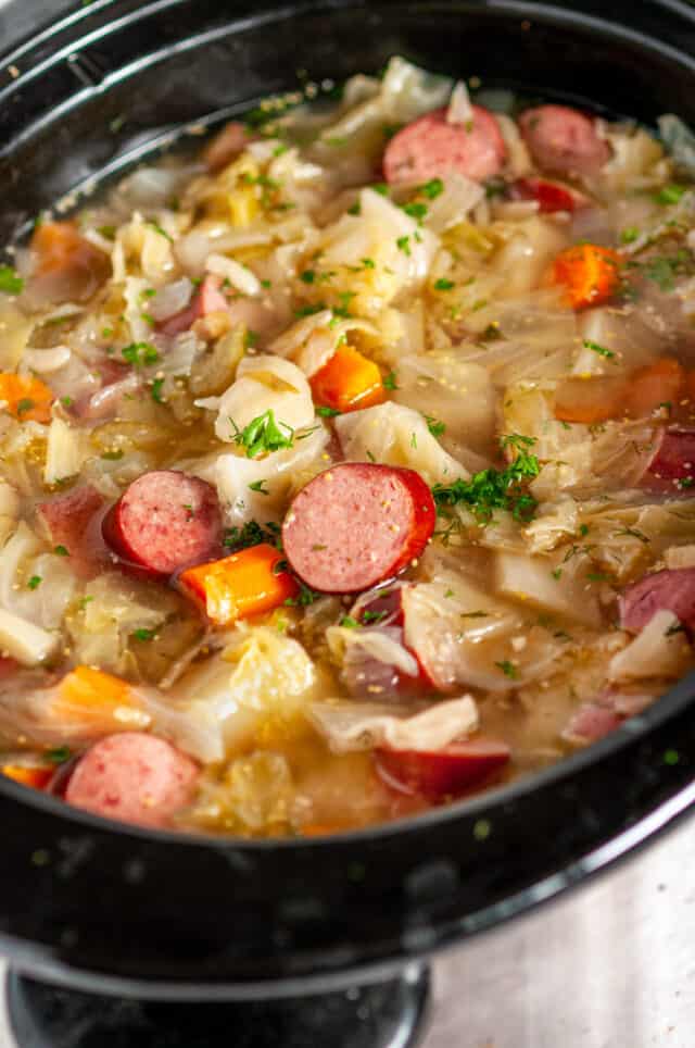 Slow Cooker Kielbasa Cabbage Stew - Aberdeen's Kitchen