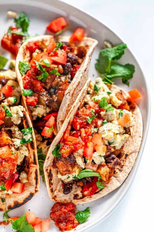 Loaded Vegetarian Breakfast Tacos - Aberdeen's Kitchen