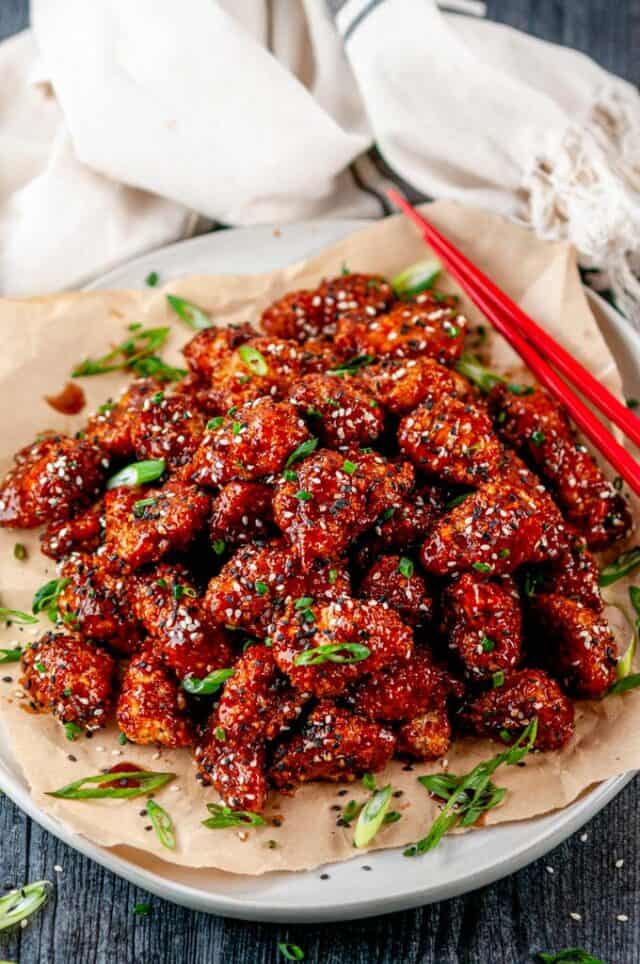 Sweet and Spicy Baked Popcorn Chicken - Aberdeen's Kitchen