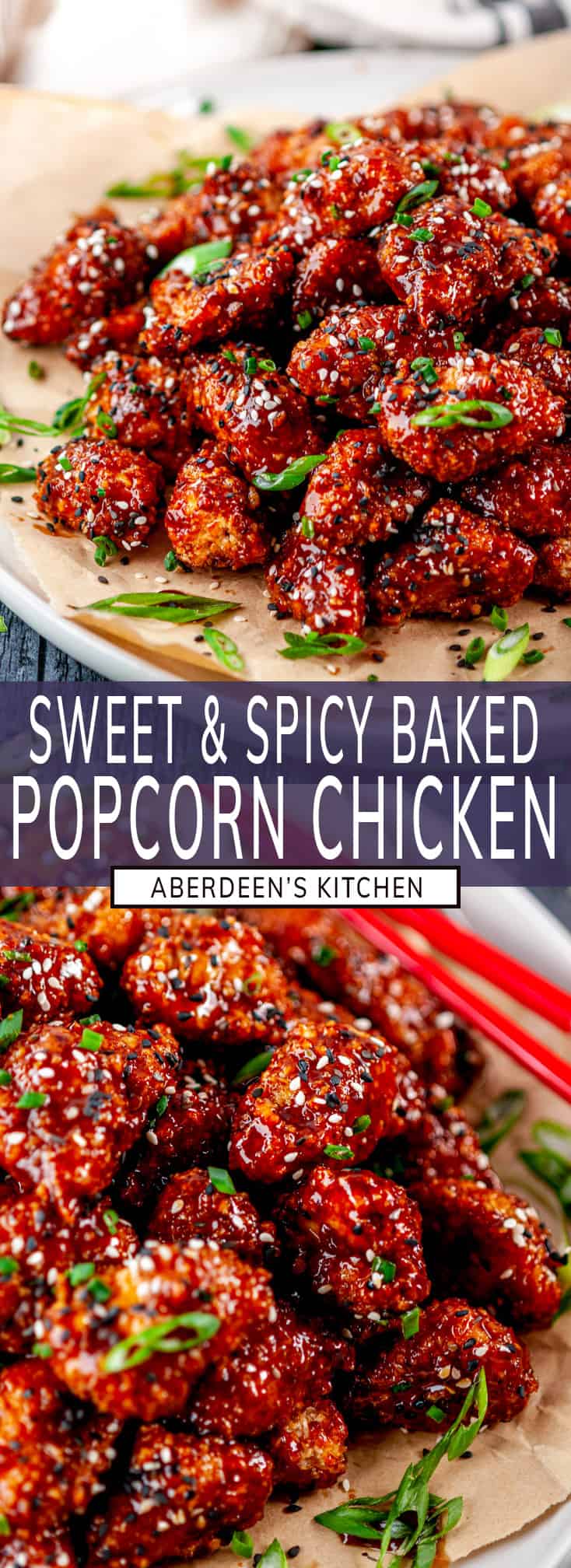 Sweet and Spicy Baked Popcorn Chicken - Aberdeen's Kitchen
