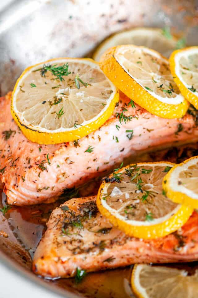 Skillet Lemon Dill Baked Salmon - Aberdeen's Kitchen