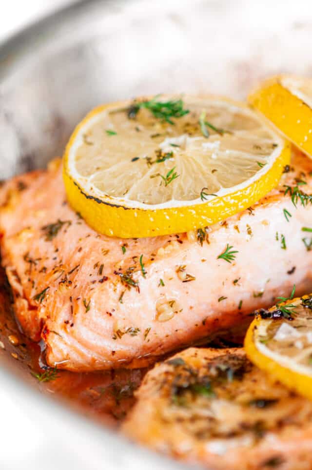 Skillet Lemon Dill Baked Salmon - Aberdeen's Kitchen