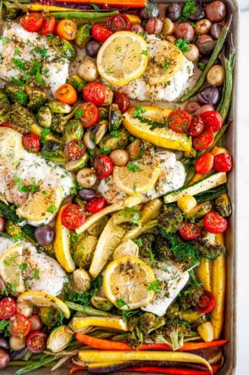 Sheet Pan Cod Vegetable Dinner - Aberdeen's Kitchen