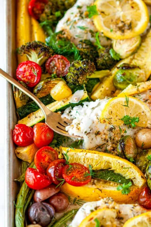 Sheet Pan Cod Vegetable Dinner - Aberdeen's Kitchen