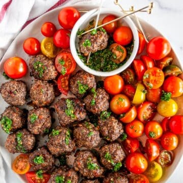 Sheet Pan Italian Meatballs with Chimichurri Sauce - Aberdeen's Kitchen