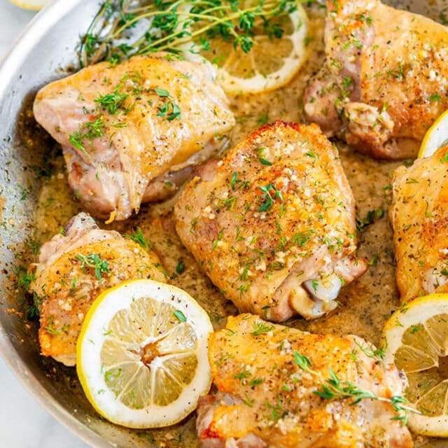 Skillet Lemon Dill Chicken Thighs - Aberdeen's Kitchen